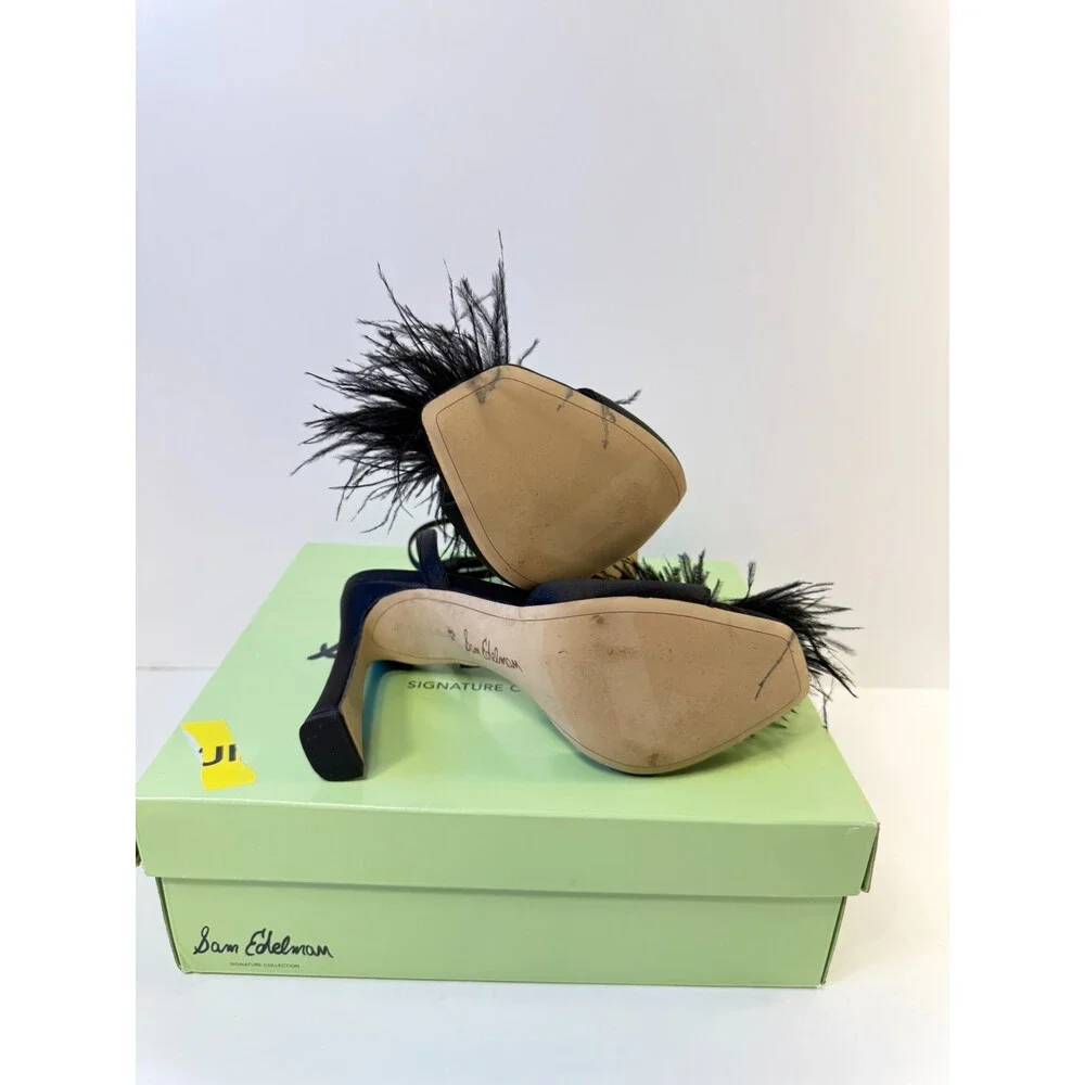 Sam Edleman Womens Lindy Black Satin Heels US 8.5